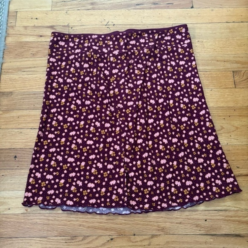 Free People Burgundy Floral Skirt Size 12